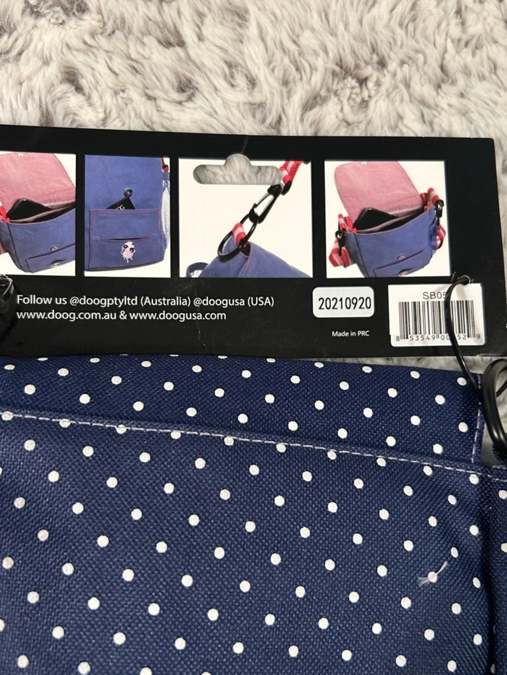 DOOG Walkie Bag - Navy Polka Dot